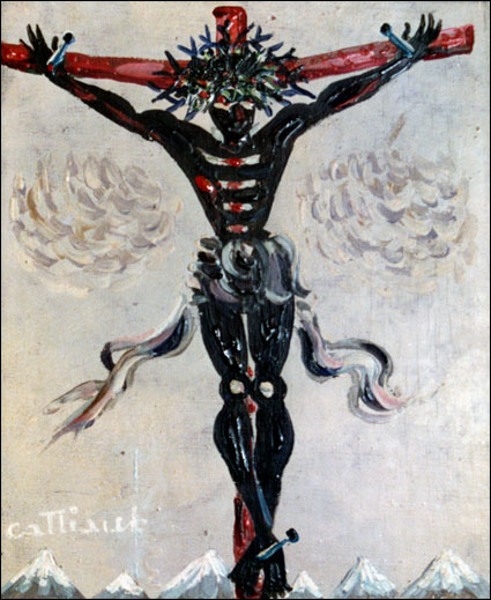 38. « Christ en croix », peinture de Louis Cattiaux