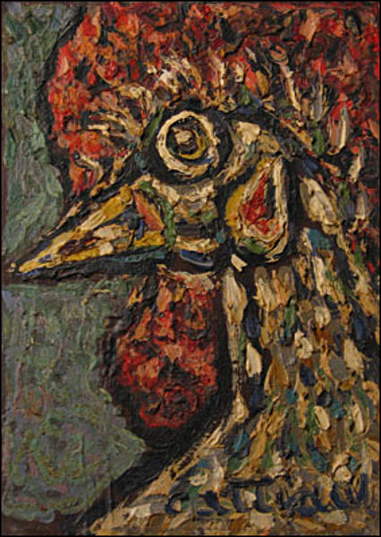 9. « Le coq », peinture de Louis Cattiaux