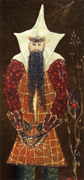 17. « Le magicien à la pierre ou l'alchimiste », peinture de Louis Cattiaux