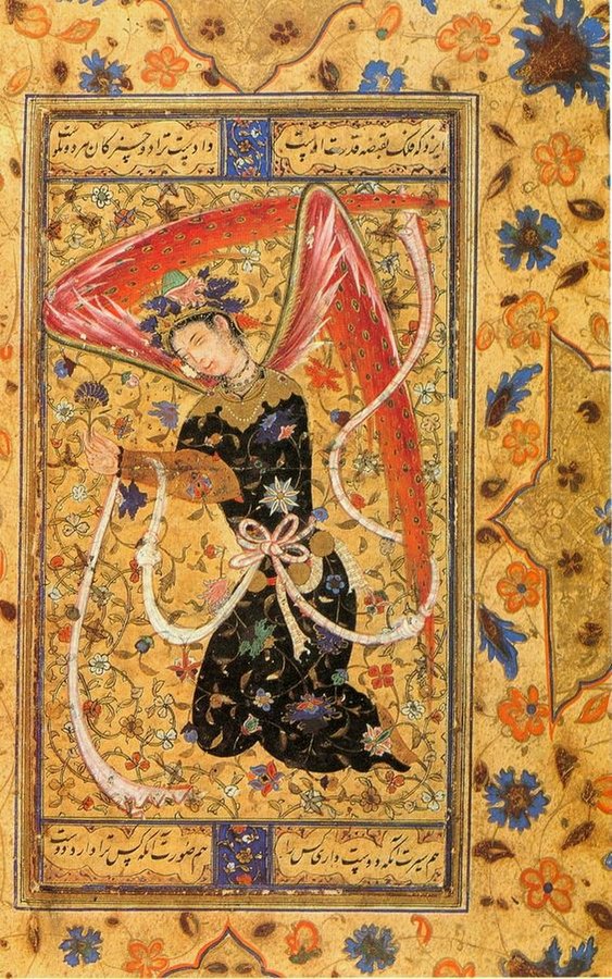 Ange islamique, miniature persane, XVIs