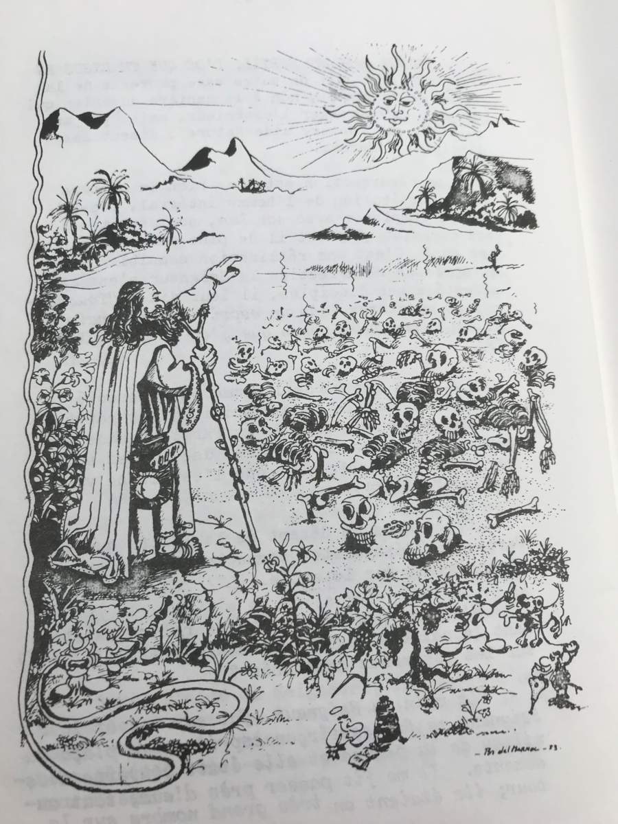 Dessein de Bruno del Marmol qui illustre la vision d'Ézéchiel