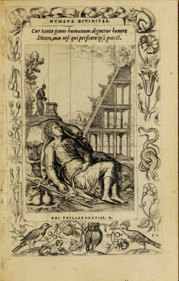 Gravure de P. Galle qui illustre l'Ode a B. Arias Montano dans Humanae Salutis Monumenta (1571), le songe de Jacob.