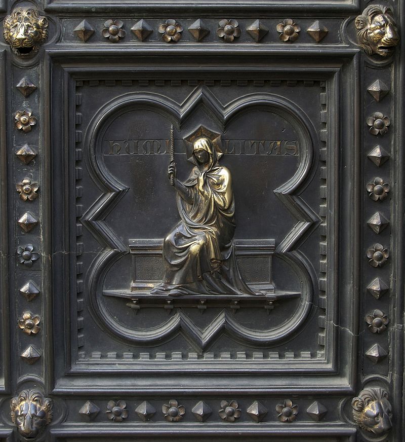 "Humilitas", sur une porte de bronze du Baptistère de Florence.