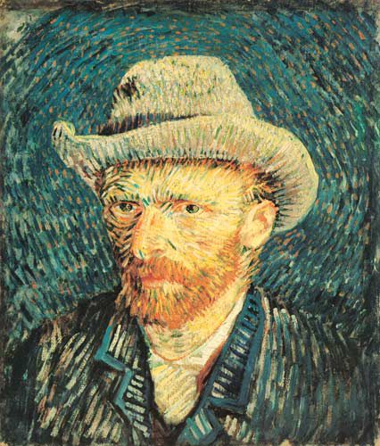 Autoportrait au chapeau de feutre gris 1887-1888 huile sur toile Musée van Gogh.