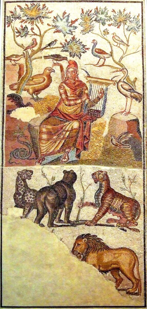 Mosaïque d'Orfée, II et III s., musée de Zaragoza (Espagne).